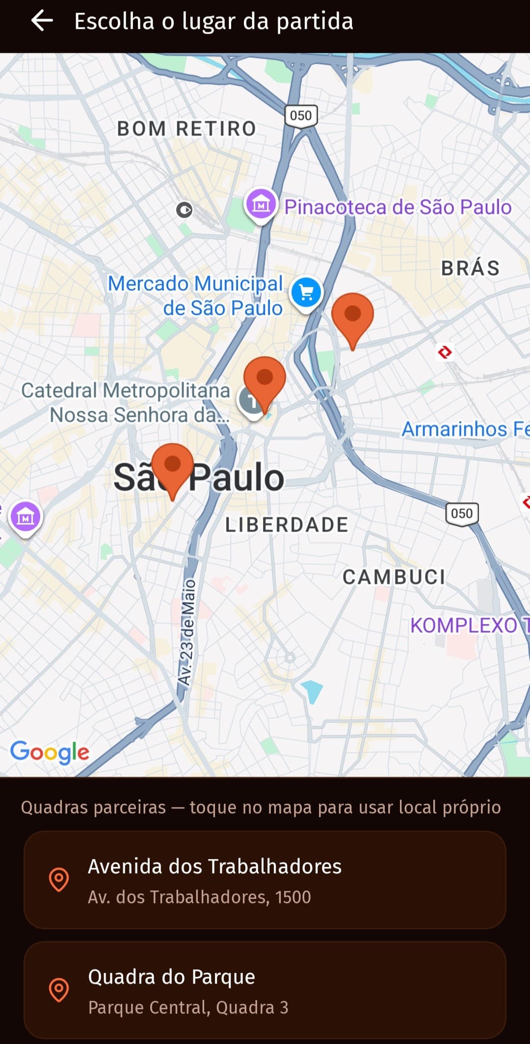 Mapa ao vivo